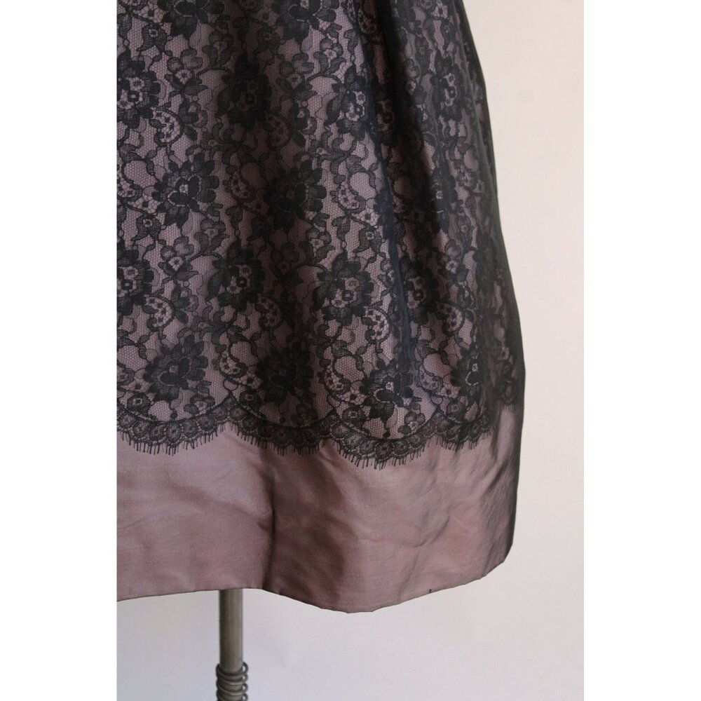 Vintage 1950s Dress, I Magnin Black and Pink Lace Fit and Flare, Extra Small - Picture 4 of 10